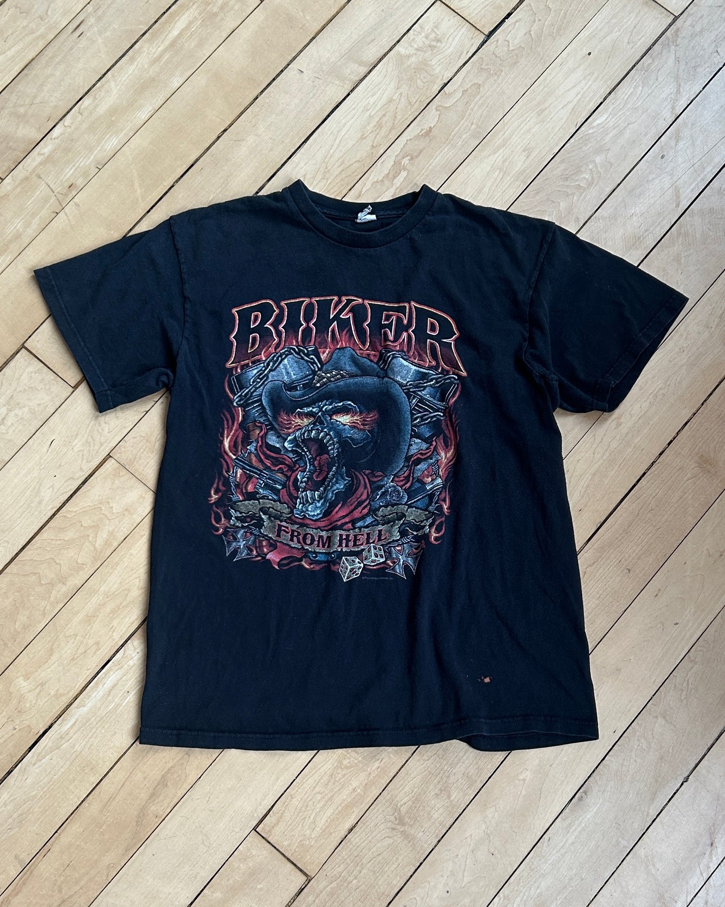 Biker From Hell Graphic Tee - Large - Quick Thrifts