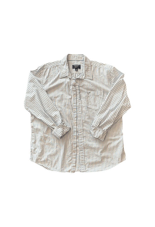 Striped American Eagle Button-Up Dress Shirt - Quick Thrifts